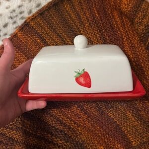 Strawberry Ceramic Butter Dish